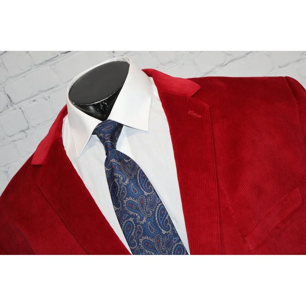 Saddlebred Sport Coat Men 56 Reg Red Corduroy 2Btn Single Vent Jacket Blazer